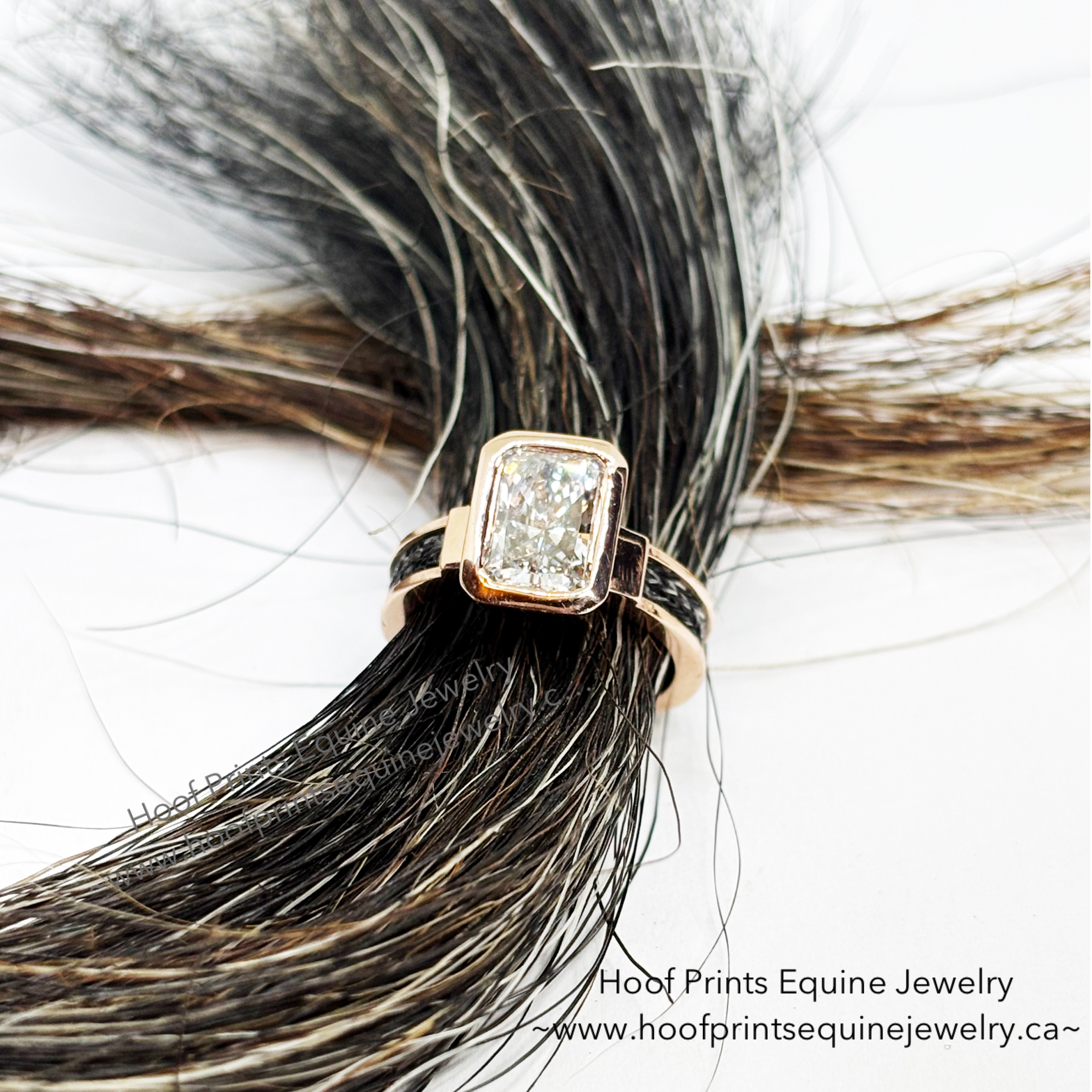 Custom 10K gold horsehair ring